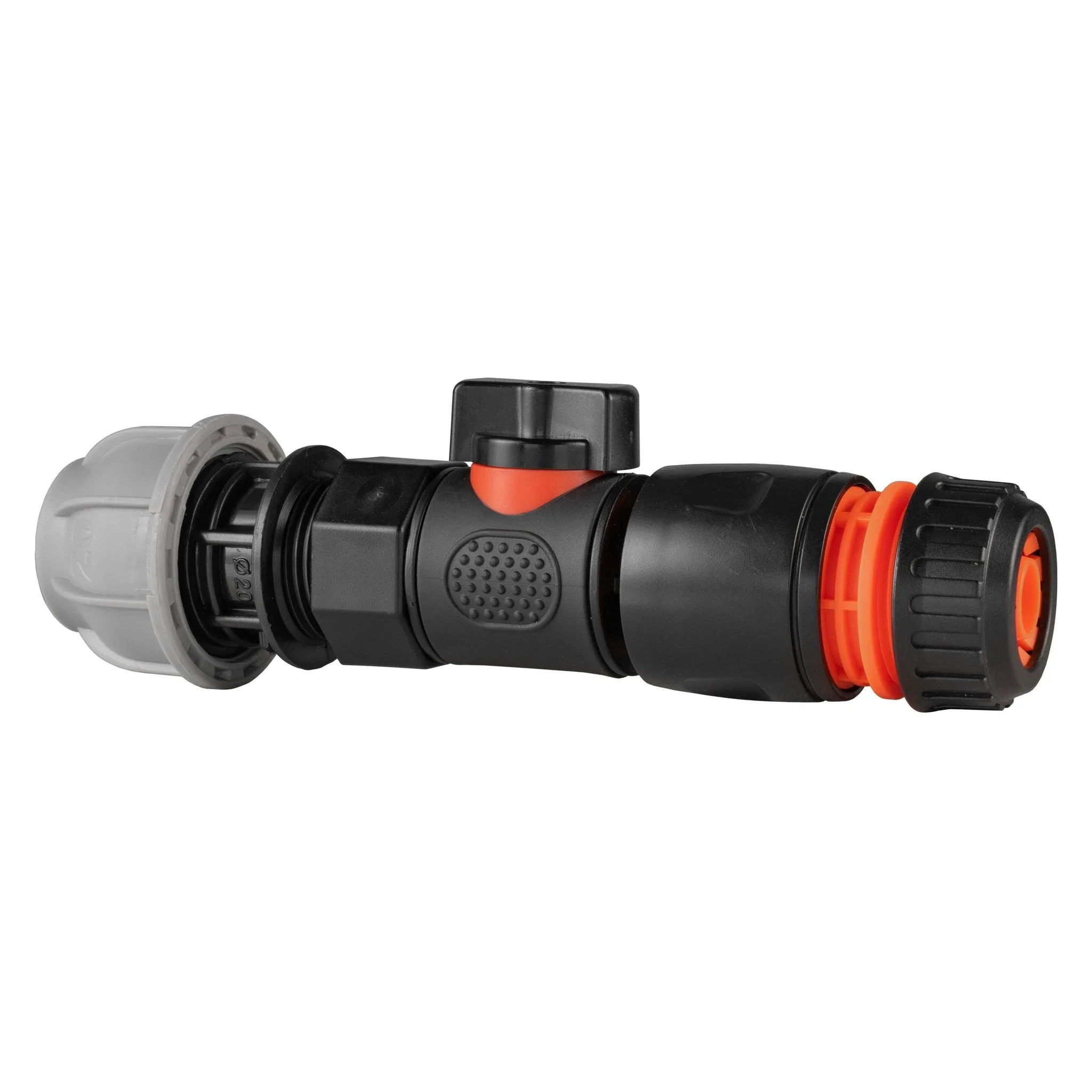 20mm MDPE Straight with BSPF-Quick Connect Valve & Hose Connector Black - Image 2