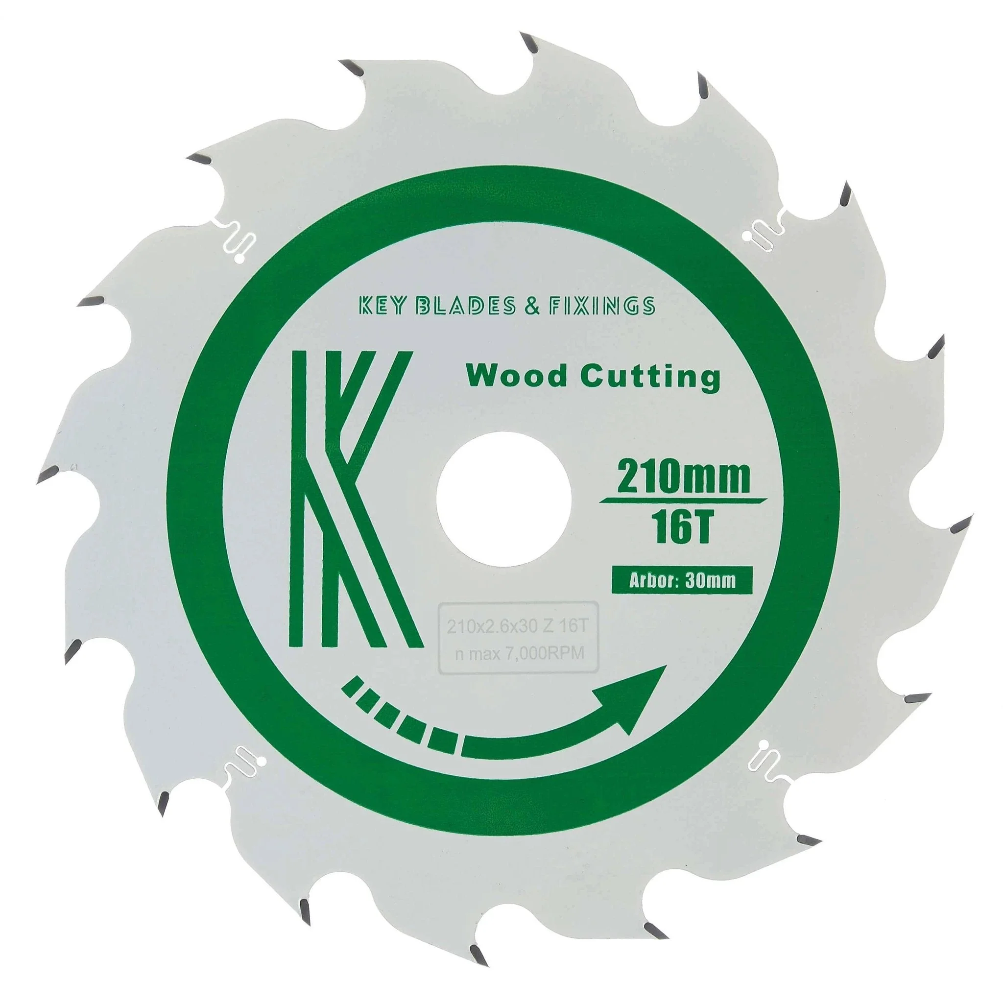 210mm x 30mm x 2.6mm 16T ATB Circular Track Saw Blade - Cougar