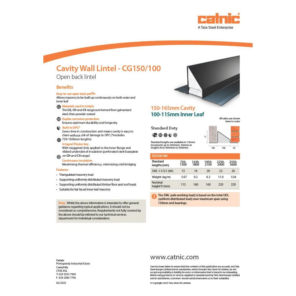 Catnic CG150/100 150mm Cavity Wall Lintel - Image 4