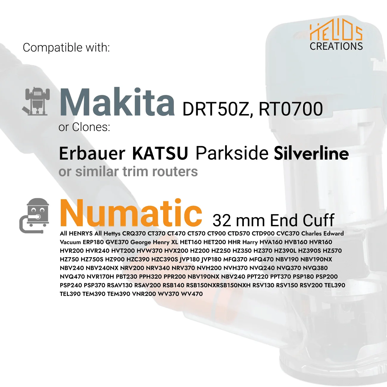 Dust Adapter for Makita RT0700 / DRT50Z and Clones to Numatic Henry Vacuum Cleaner – Angled Seal - Image 3
