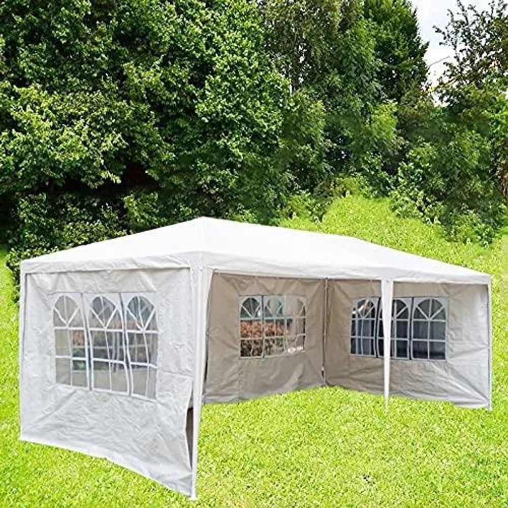 Gazebo set 6x3M Marquee with SidePanels HeavyDuty FullyWaterproof Popup Gazebo with 4Premium Side Walls White