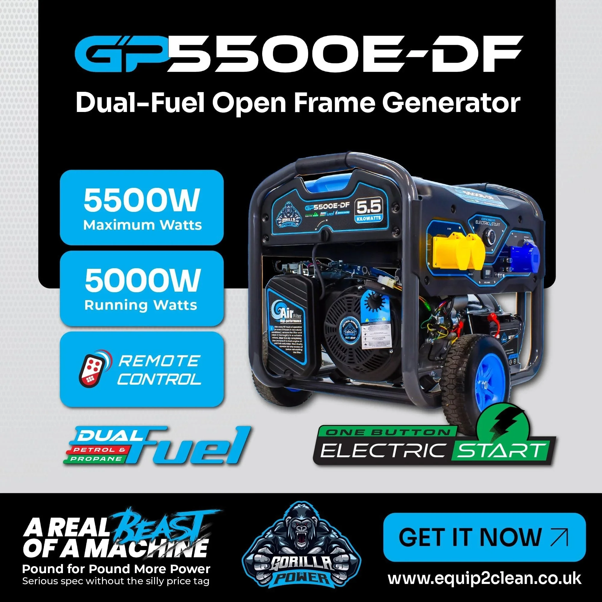 Gorilla Power 5500W Dual-Fuel Generator with Electric Start - GP5500E-DF – Reliable & Fuel Efficient - Image 2