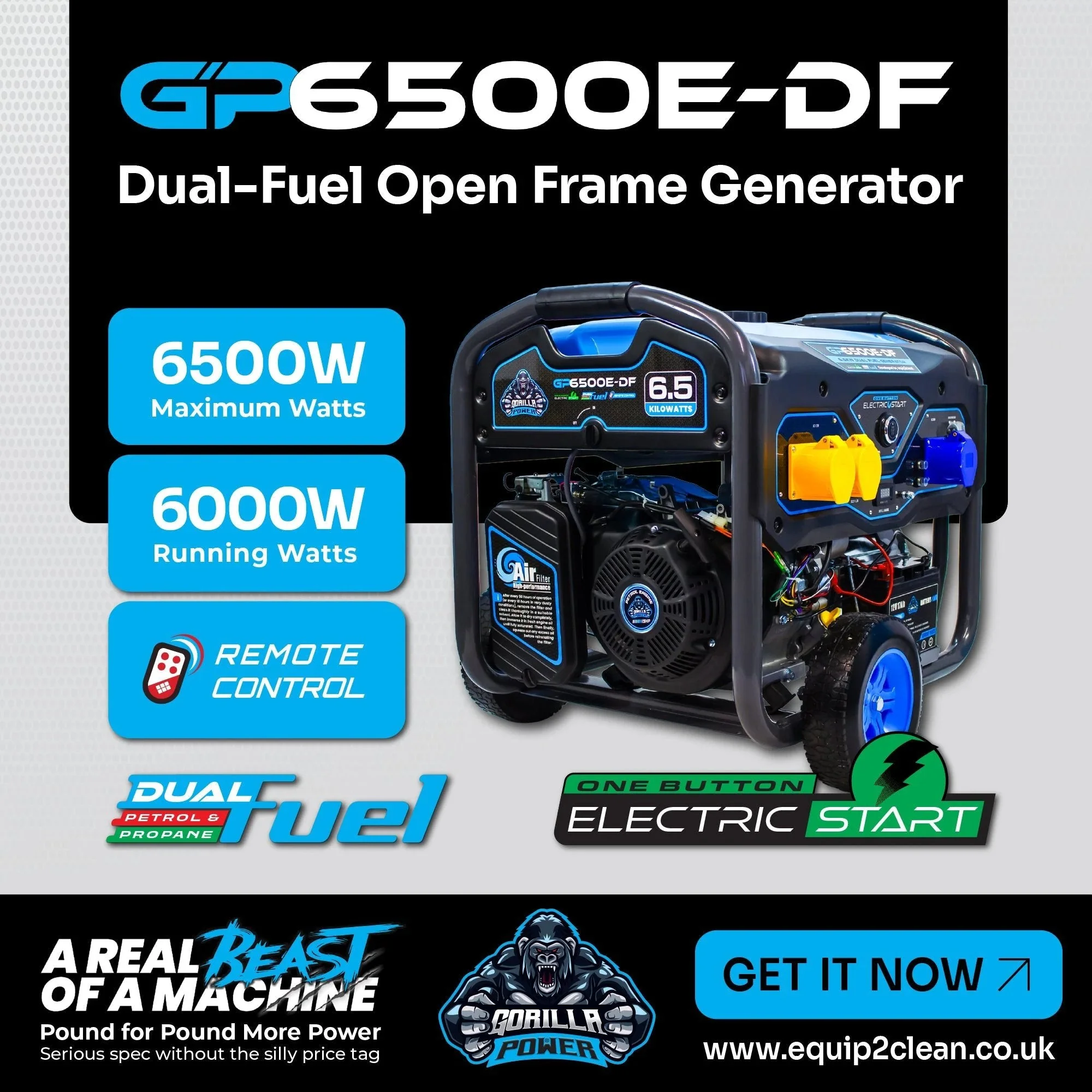 Gorilla Power 6500W Dual-Fuel Generator with Electric Start - GP6500E-DF – High Performance & Versatile Power - Image 2