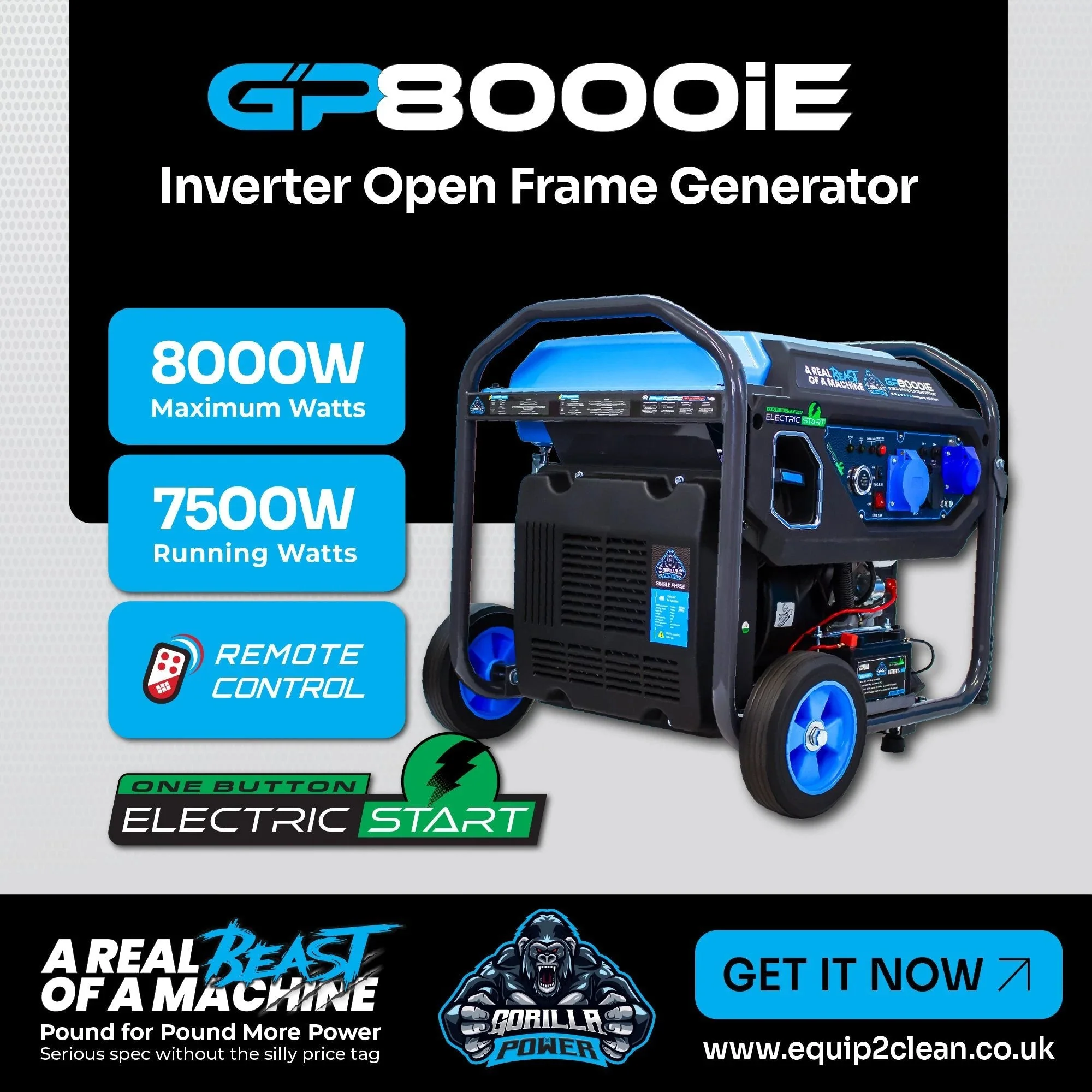 Gorilla Power 8000W Inverter Open Frame Generator with Electric Start - GP8000iE – High Performance & Fuel Efficient - Image 2
