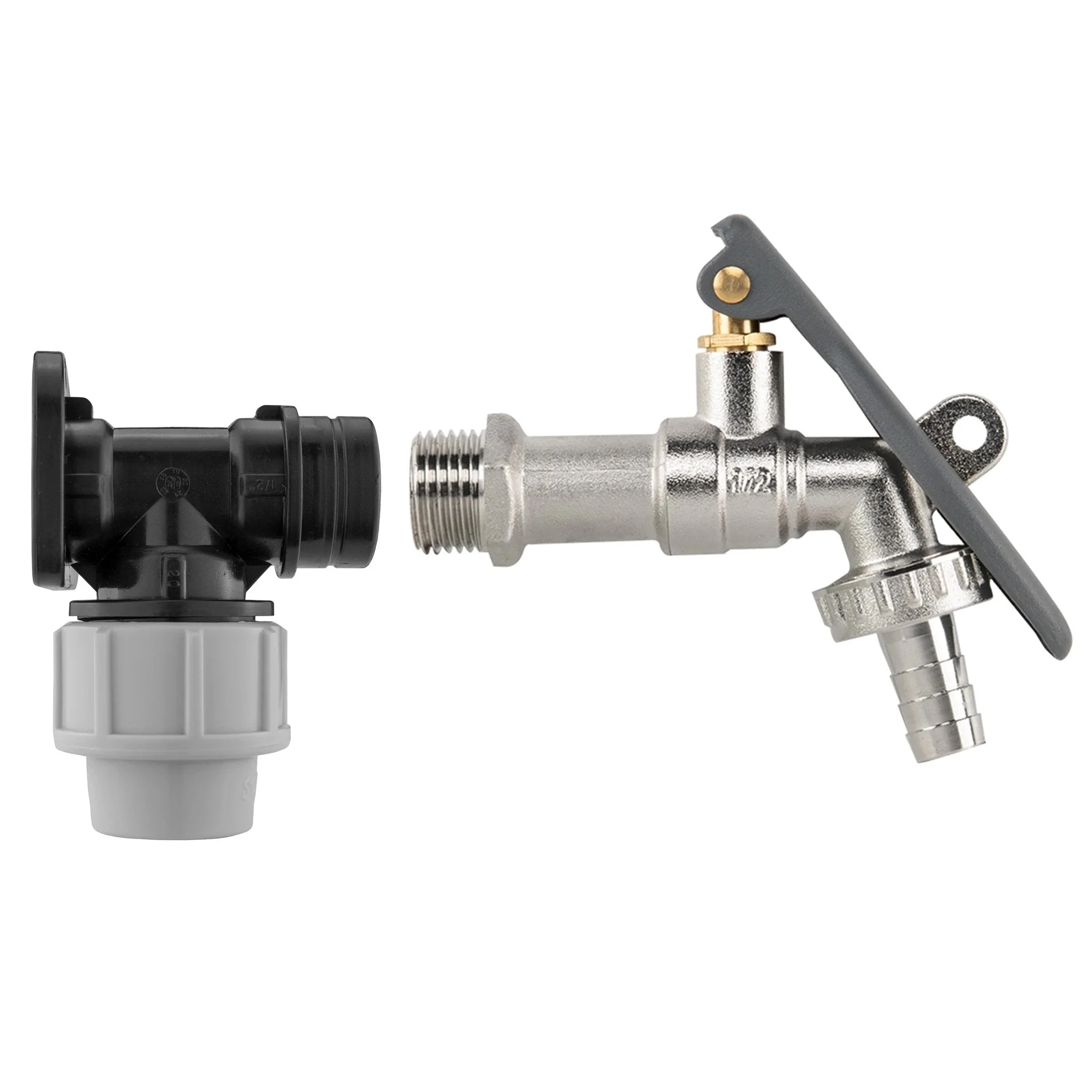 IBC 2" S60X6 - 1/2" BSP Extender Adaptor with Lever Tap Hose Barb and Lever Lock - Image 6