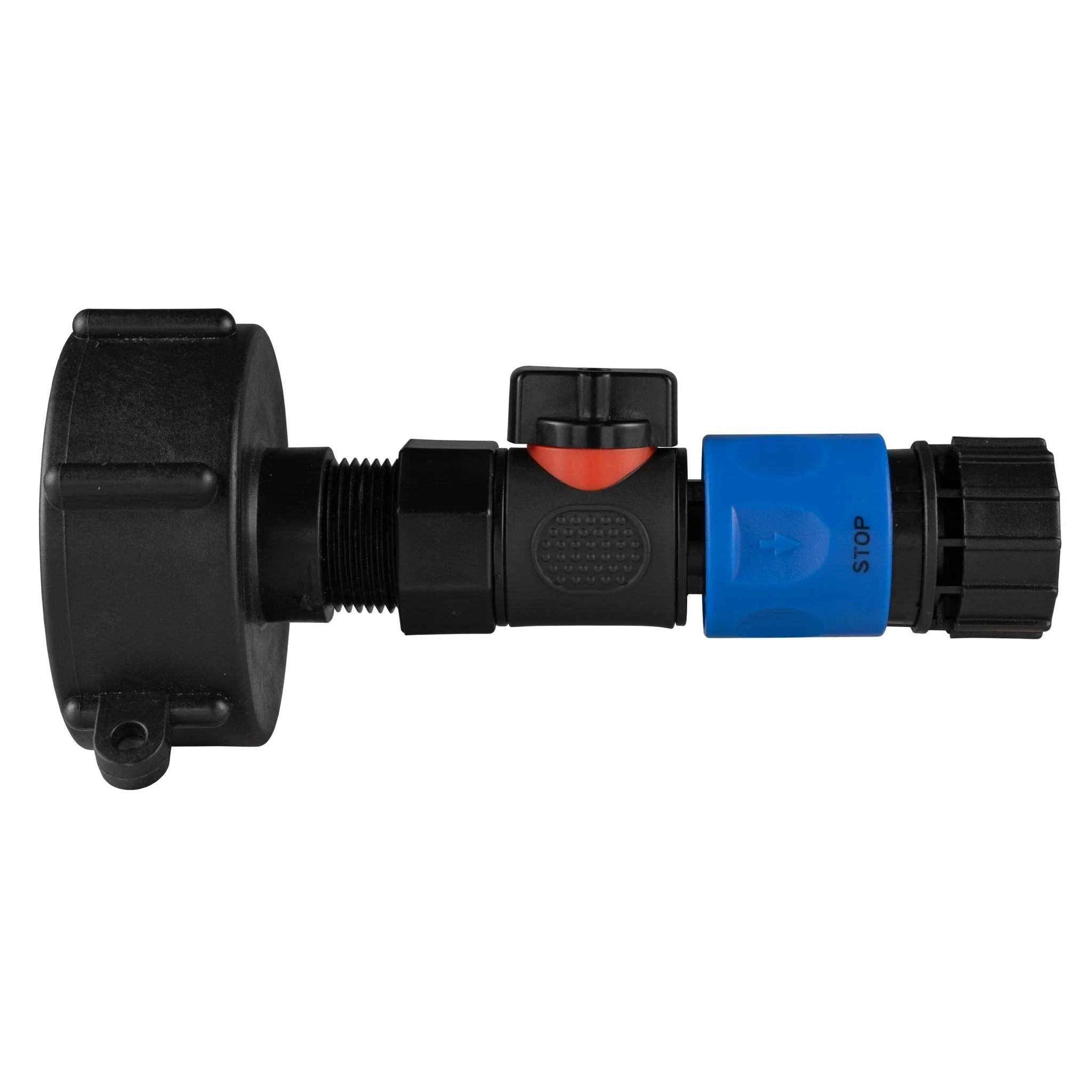IBC 2” S60X6 Cap with BSPF Thread-Quick Connect Male Valve and Hose Connector 3/4" BSPF - Image 2