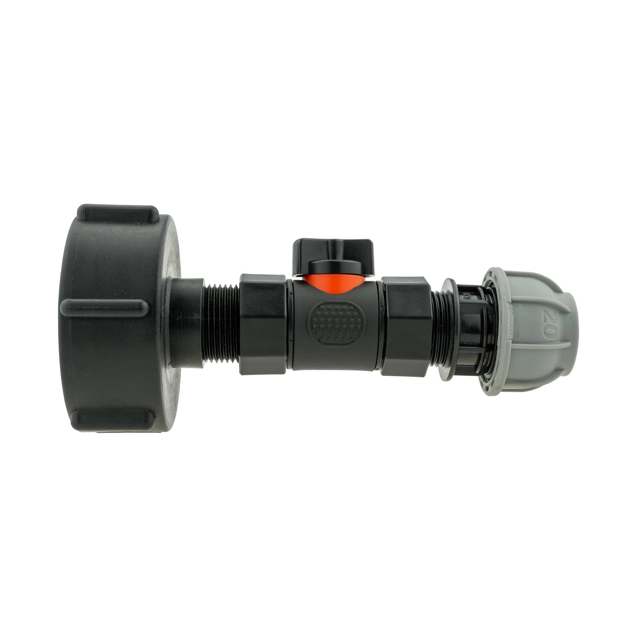 IBC 2” S60X6 Cap with In-Line BSPF Valve and MDPE Straight 20mm - Image 2