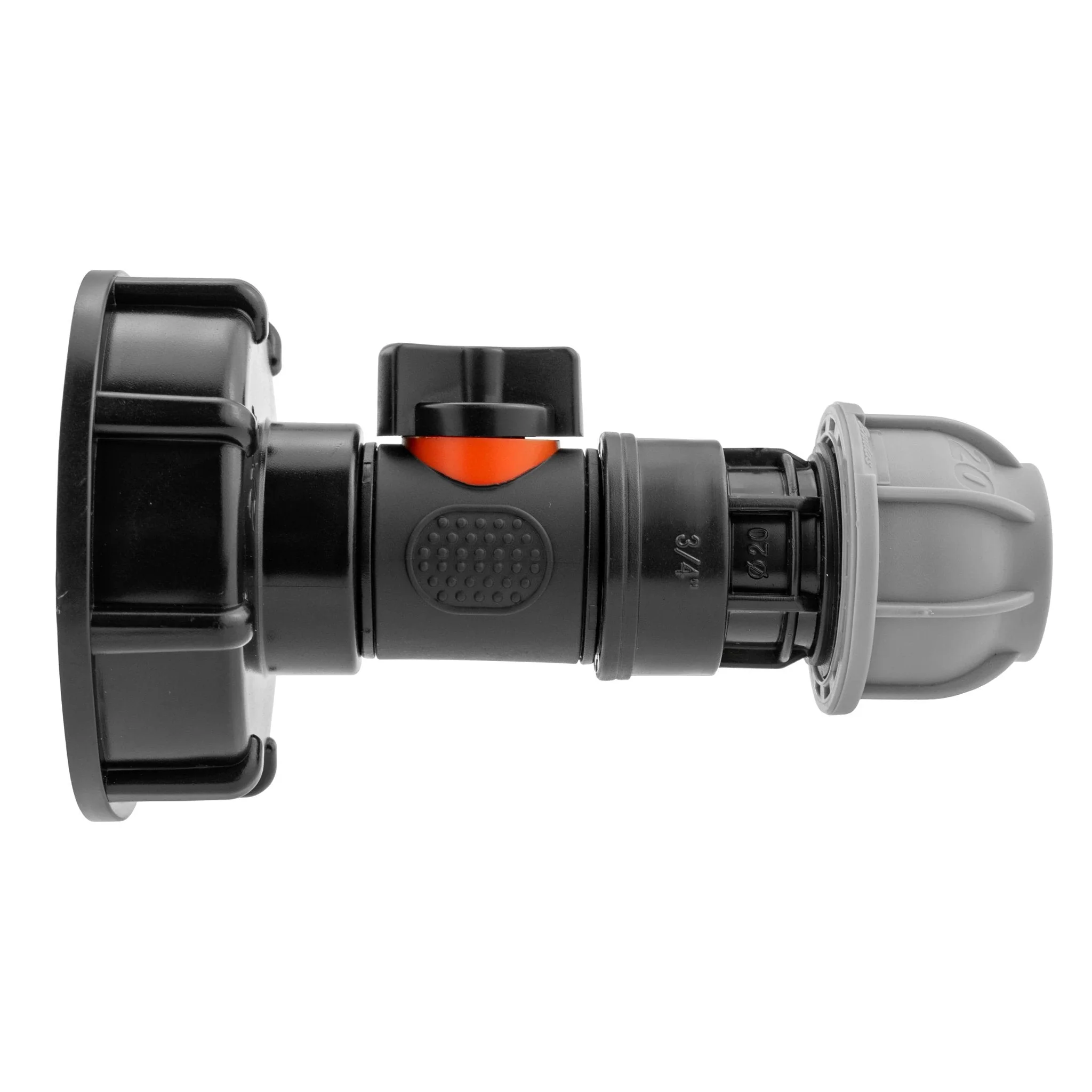 IBC 2” S60X6 Cap with In-Line BSPM Valve and MDPE Straight 20mm - Image 2