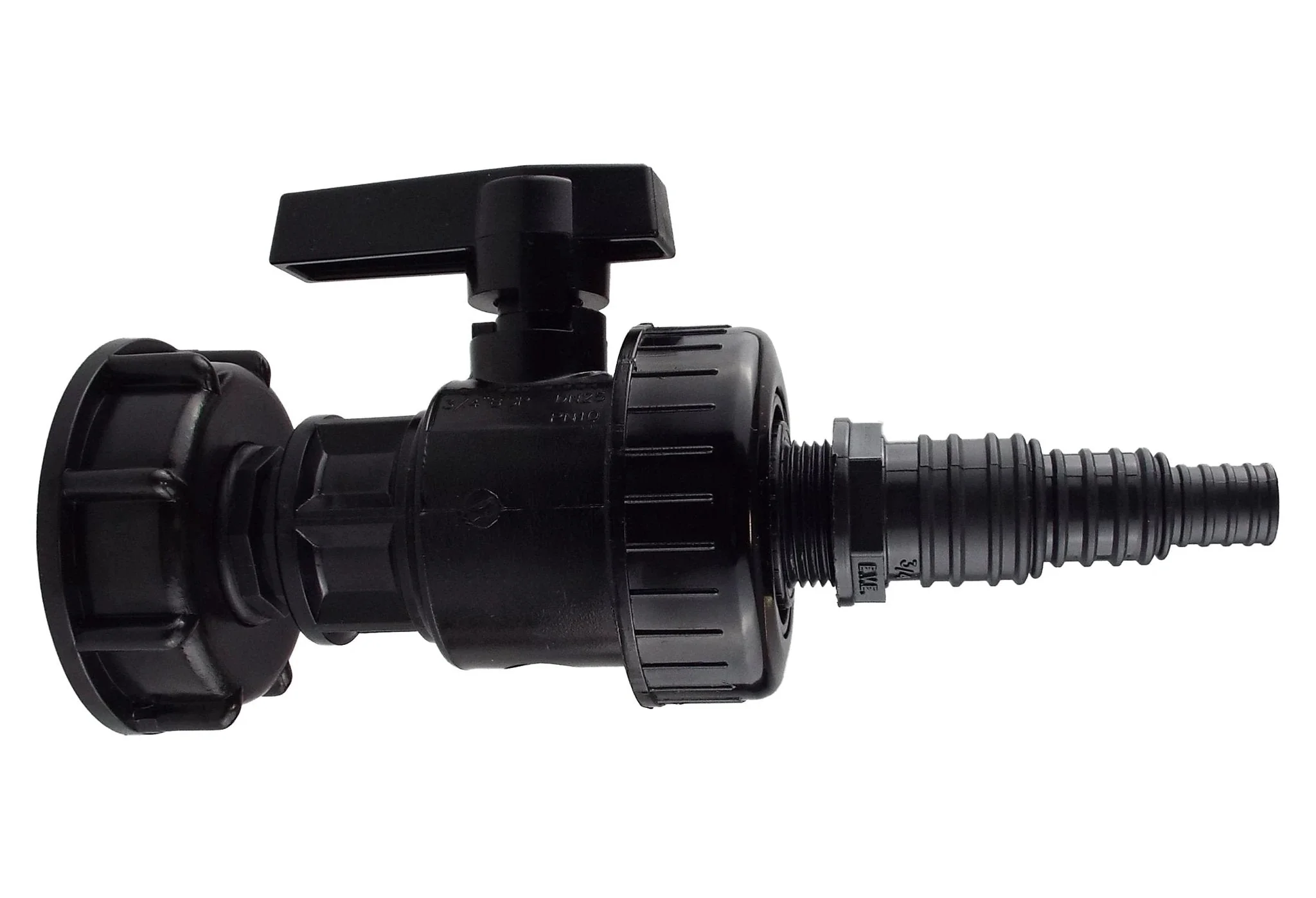 IBC 2” S60X6 Cap with Large Plastic Valve and Pond Connector 13/20/25mm Barb - Image 2