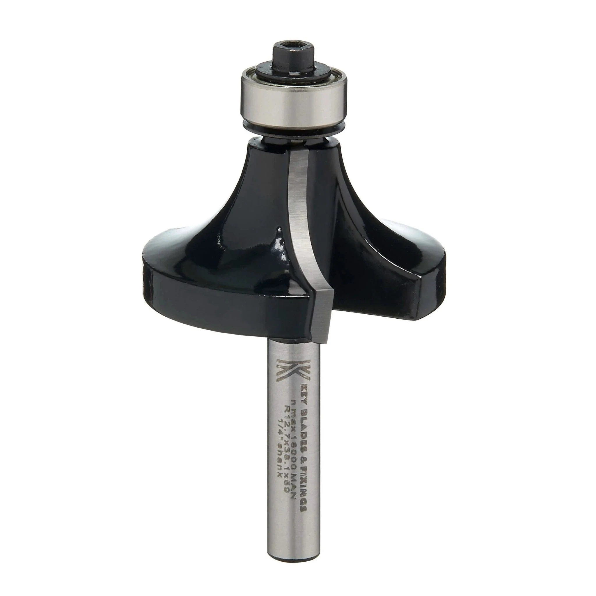 Quarter Inch Rounding Over Router Cutter 12.7mm Radius Tungsten Carbide Tip 38.1mm Diameter 59mm Length
