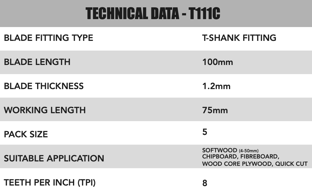 T111C Jigsaw Blades 5 Pack - 1133 - Image 4