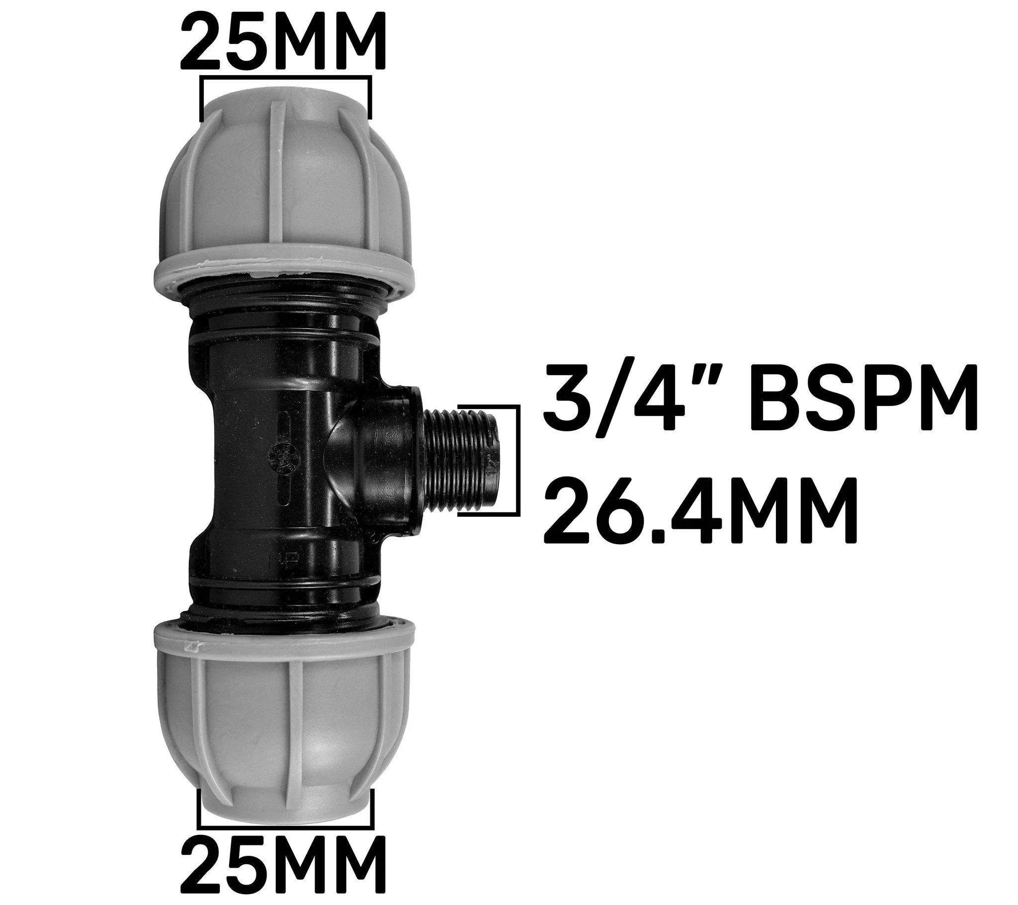 Tap Splitter with Valves and 25mm MDPE Tee/Straight Fittings Kit - Image 4