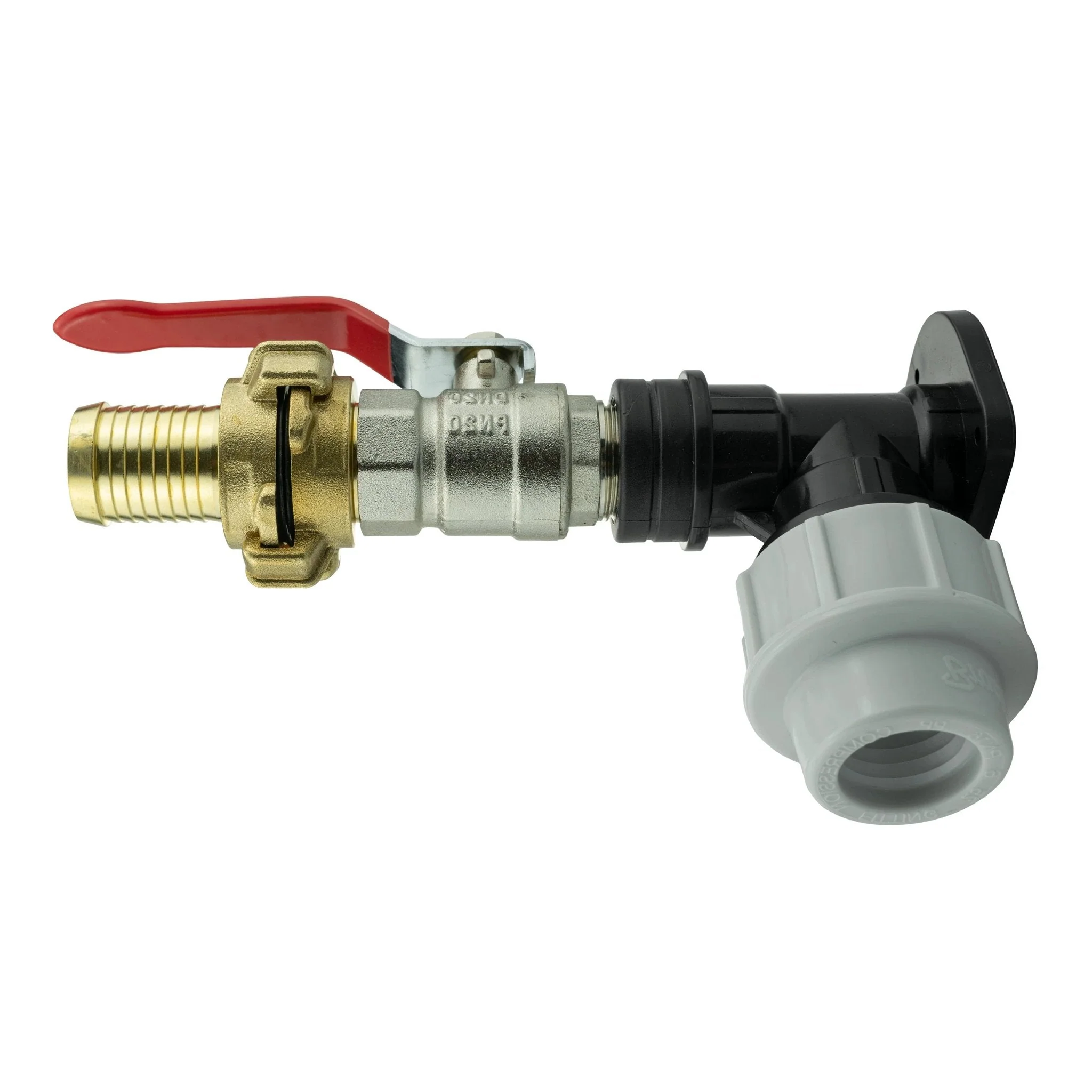 Wall Flange Kit 20mm MDPE + Lever Valve + 25mm Barbed Geka Set - Image 6
