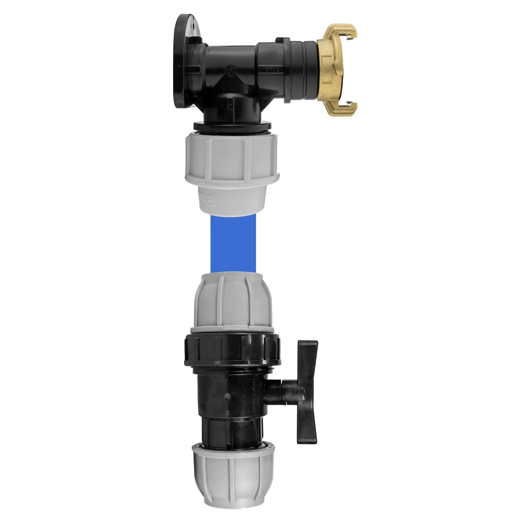 Wall Flange Kit 25mm MDPE + 25mm MDPE Valve + ¾” BSP Geka - Image 2