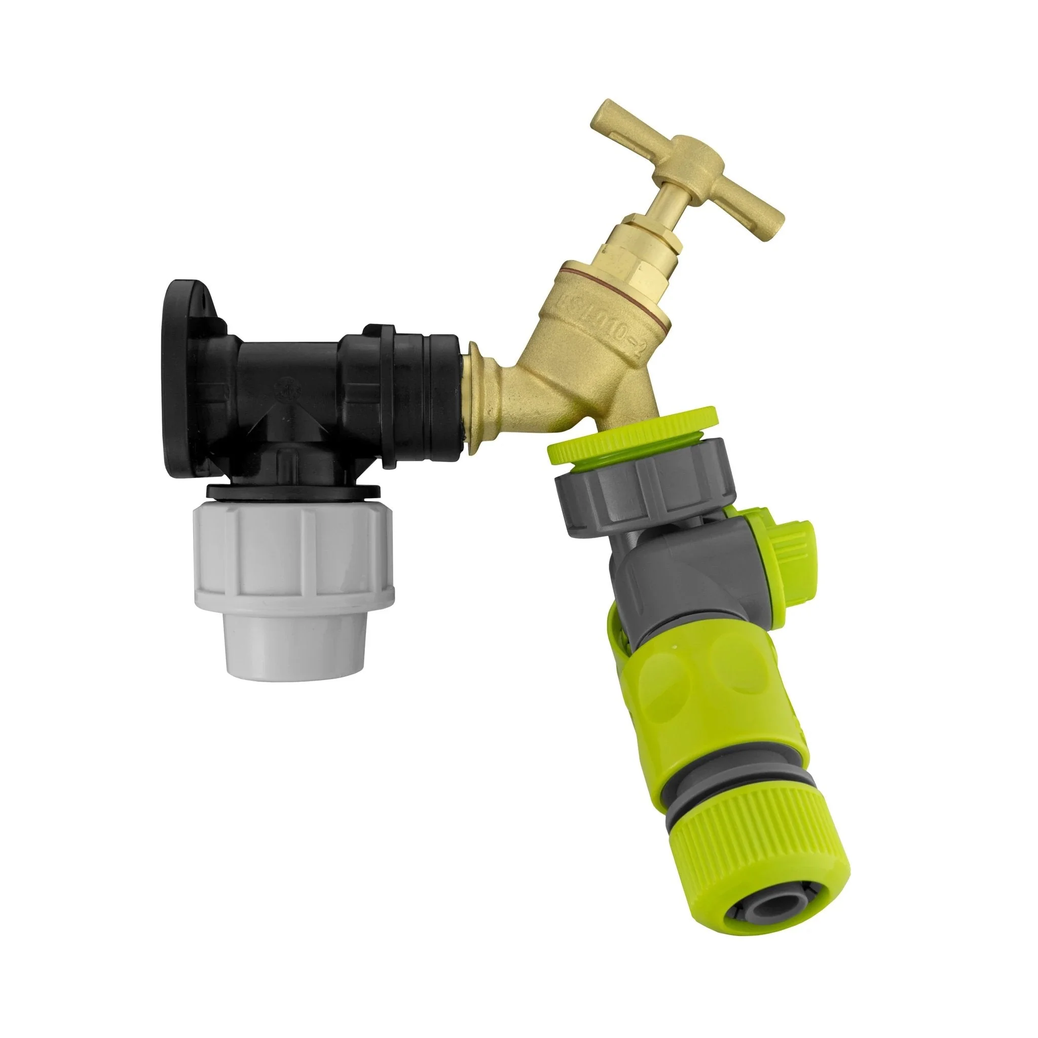 Wall Flange Kit 25mm MDPE + Brass Bib Tap + Two Way Splitter + Connectors - Image 2