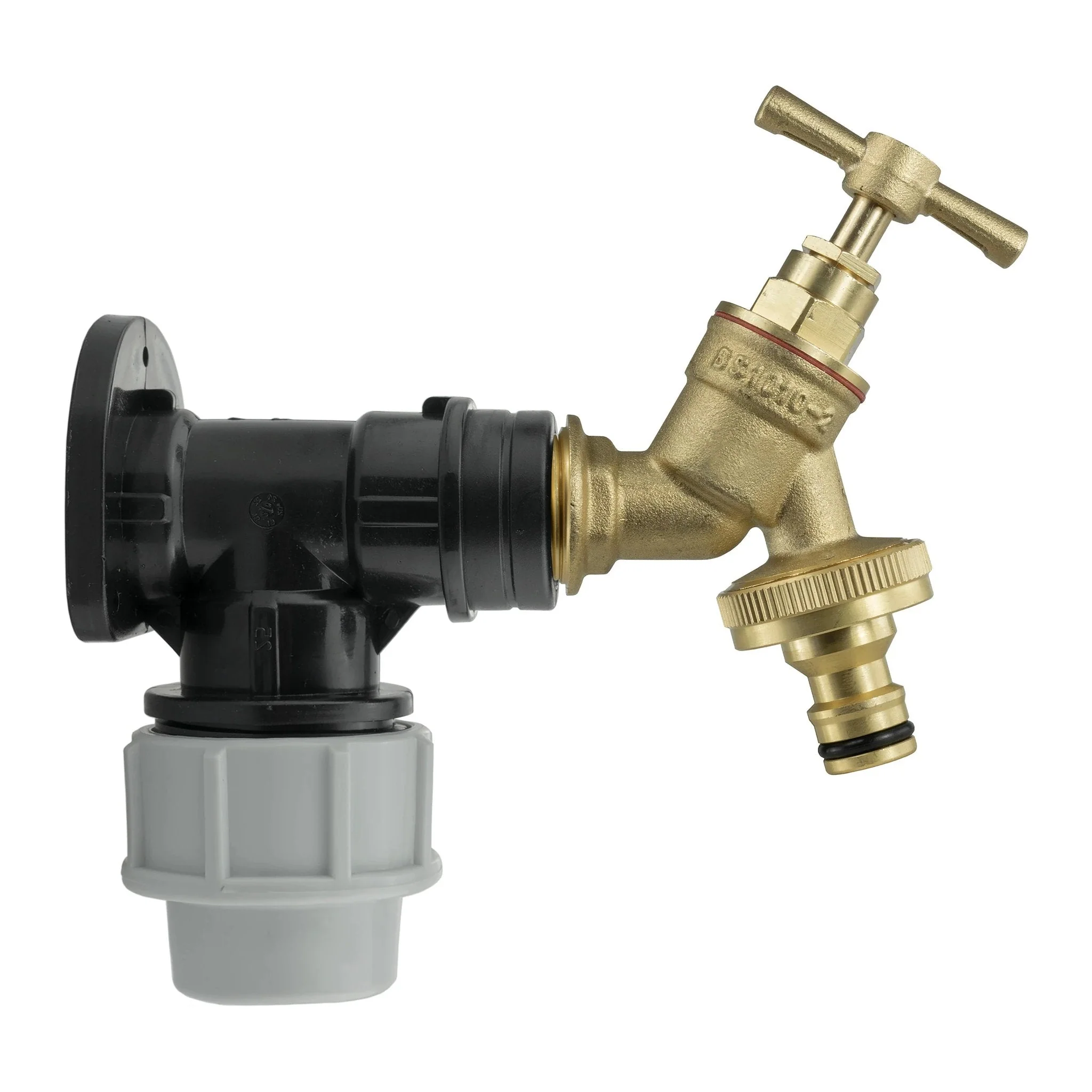 Wall Flange Kit 25mm MDPE - Brass Garden Tap Snap-On Male - Image 2