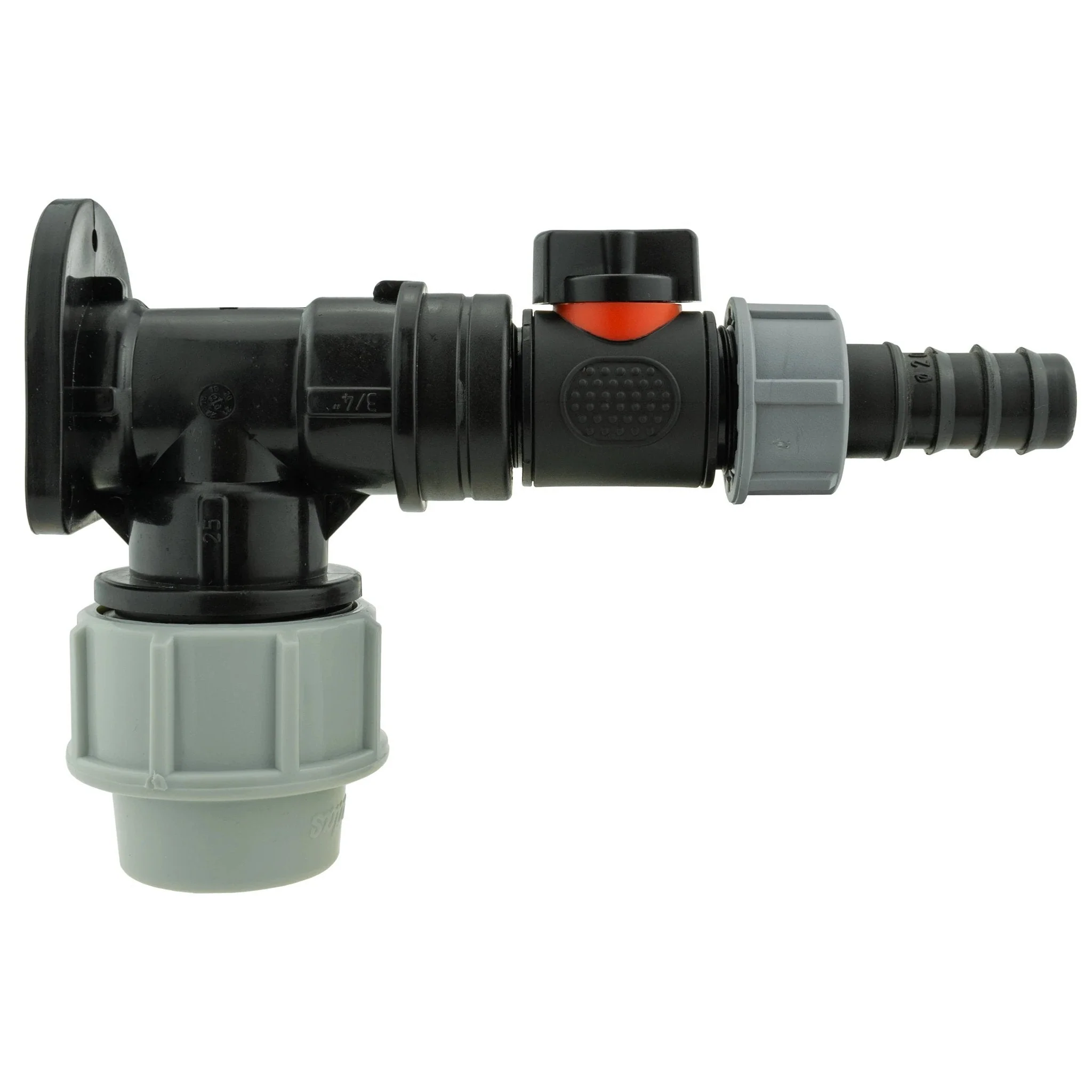 Wall Flange Kit 25mm MDPE + In-Line Valve + 20mm Barb - Image 2