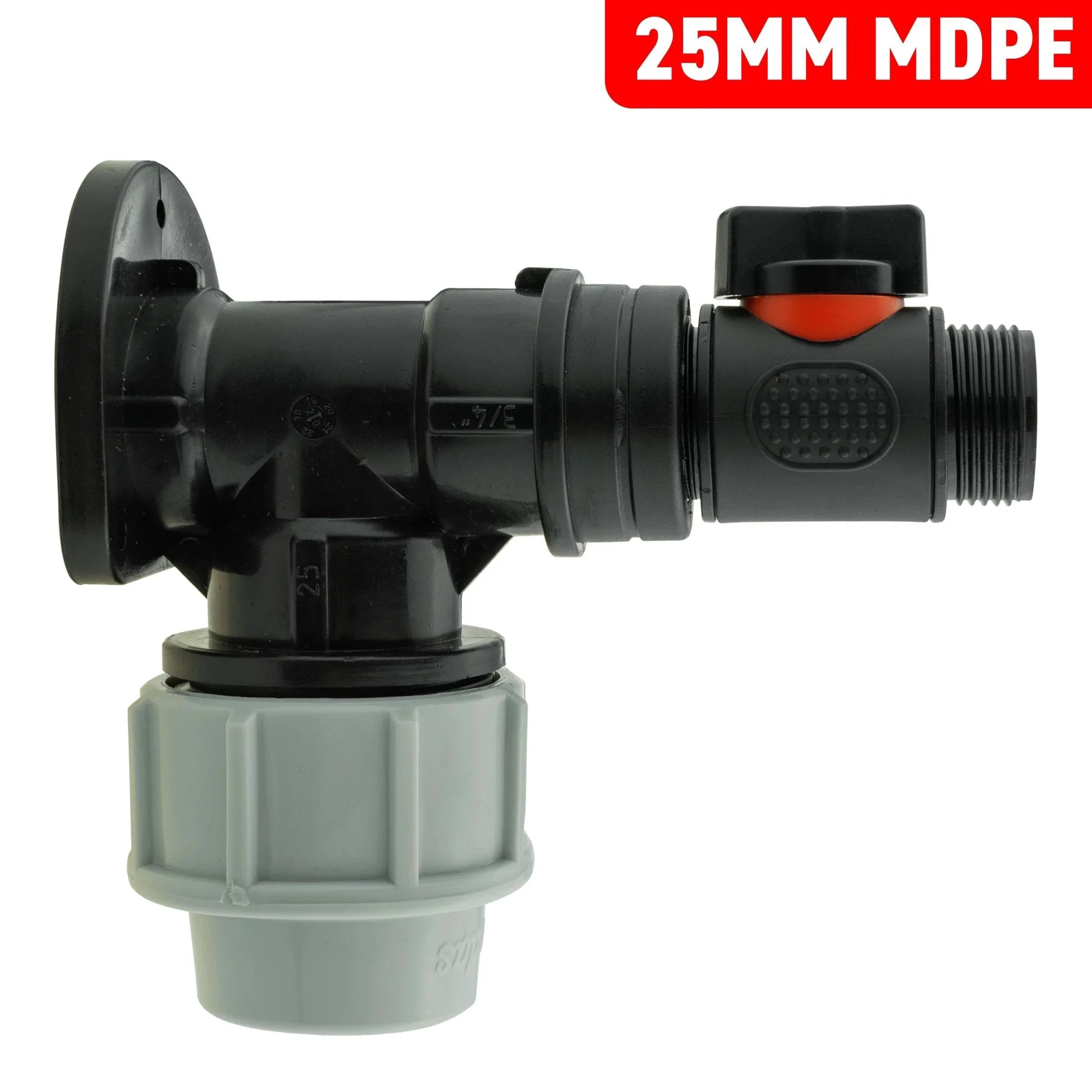 Wall Flange Kit 25mm MDPE + In-Line Valve - Image 3