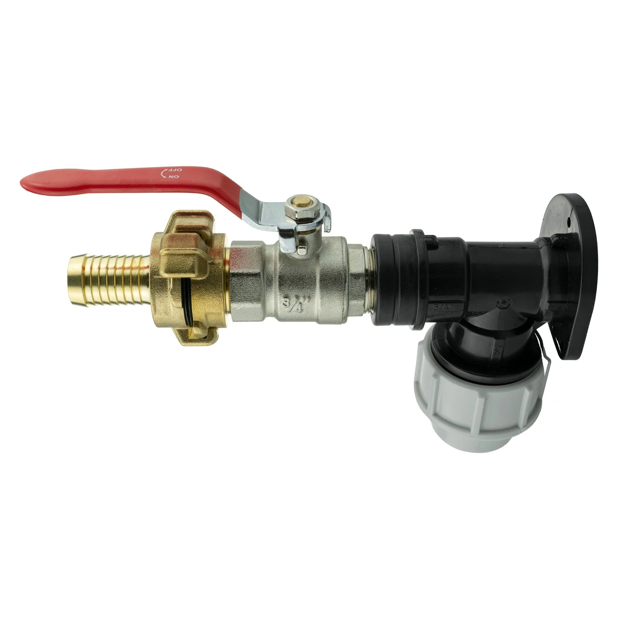 Wall Flange Kit 25mm MDPE + Lever Valve + 19mm Barbed Geka Set - Image 2