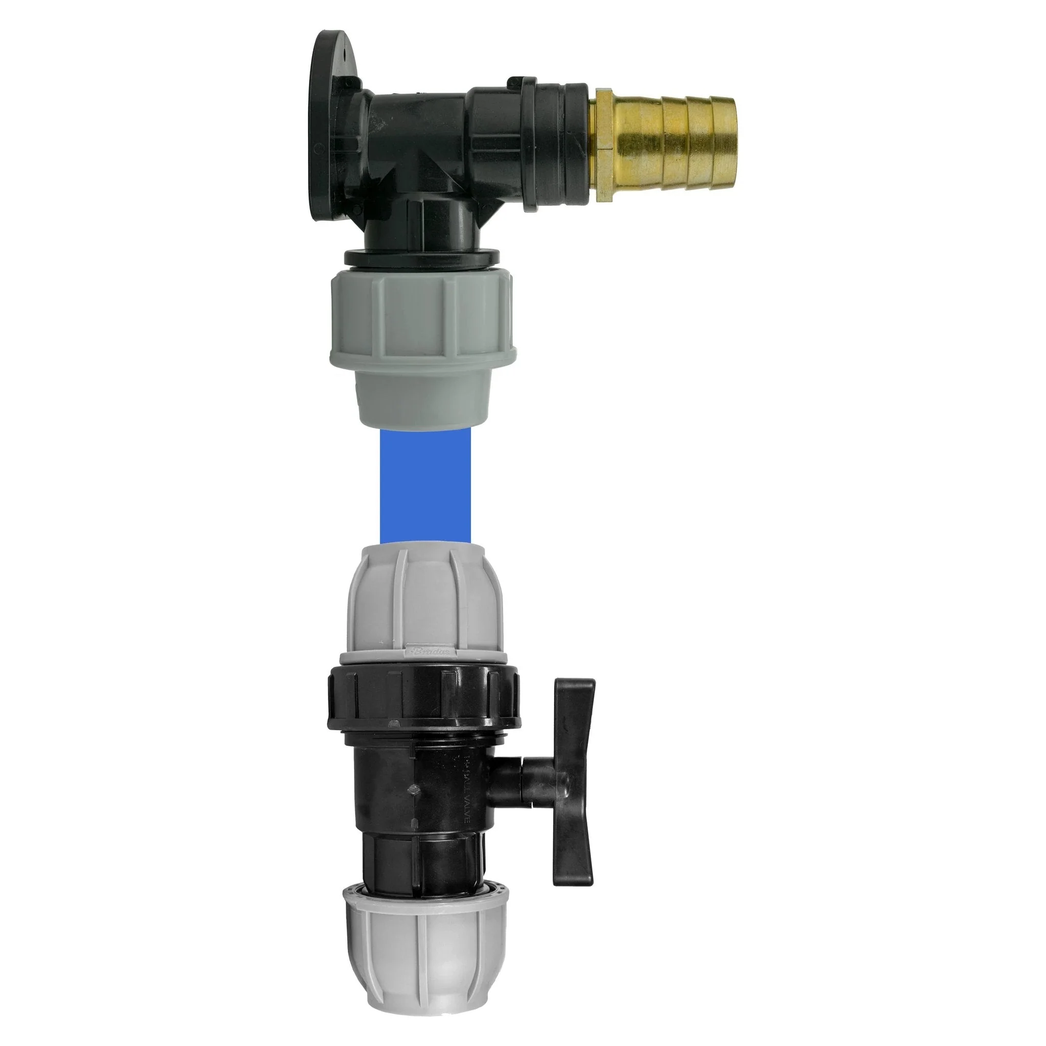 Wall Flange Kit 25mm MDPE + MDPE Valve + 25mm Brass Barb - Image 4