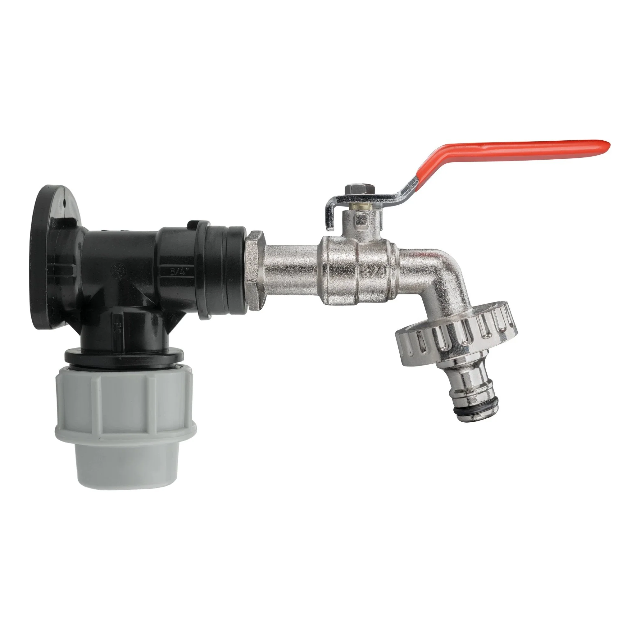 Wall Flange Kit 25mm MDPE + Quick Connect Lever Tap