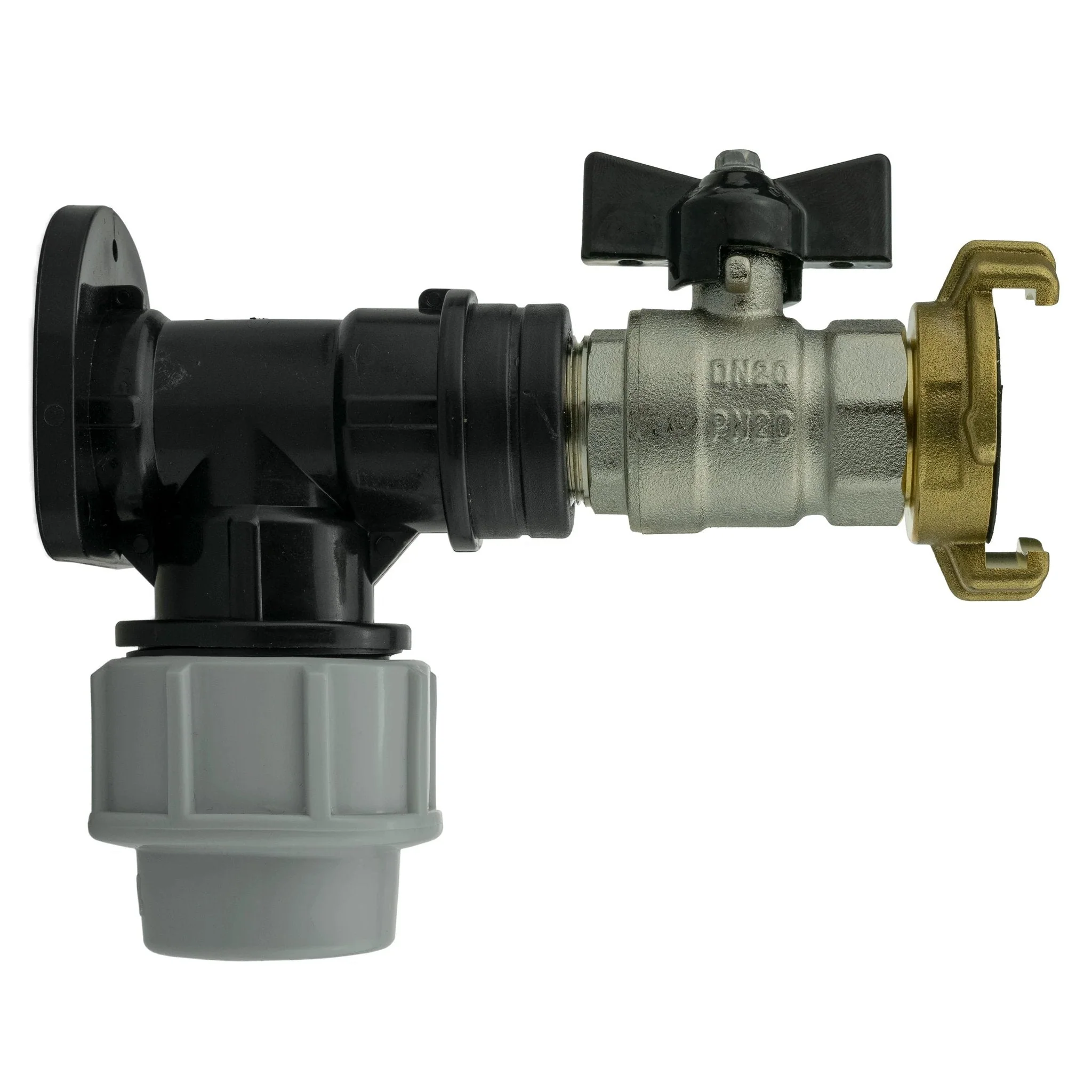 Wall Flange Kit 32mm MDPE + Bib Valve + Geka
