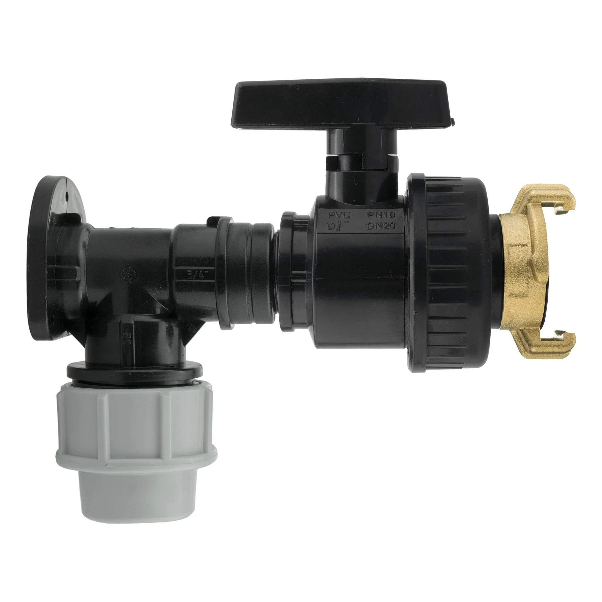 Wall Flange Kit 32mm MDPE + Large Plastic Valve + Geka