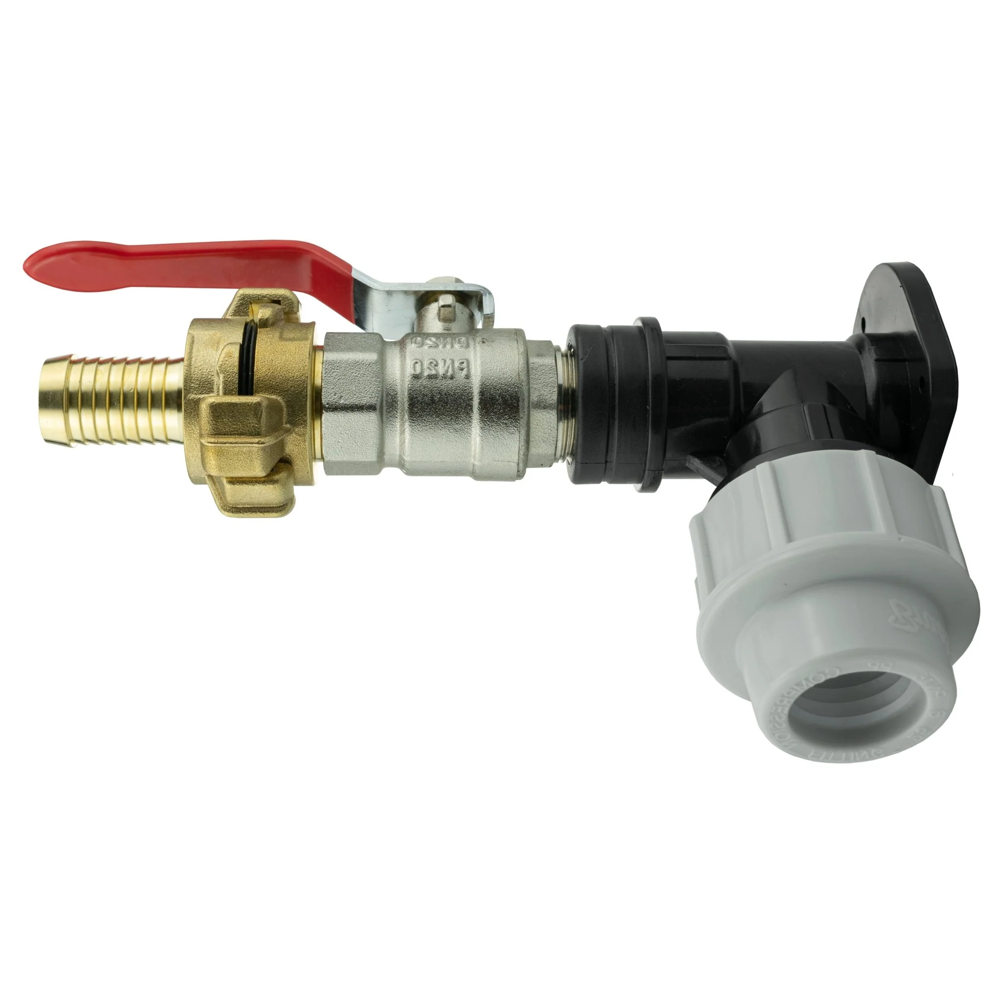 Wall Flange Kit 32mm MDPE + Lever Valve + 19mm Barbed Geka Set - Image 3
