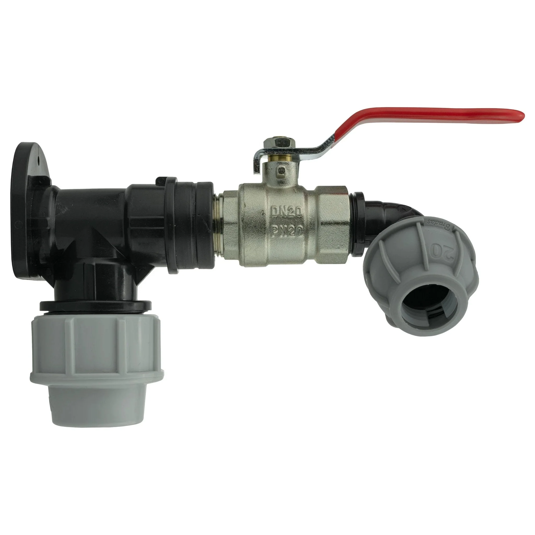 Wall Flange Kit 32mm MDPE + Lever Valve + 20mm MDPE Elbow - Image 3