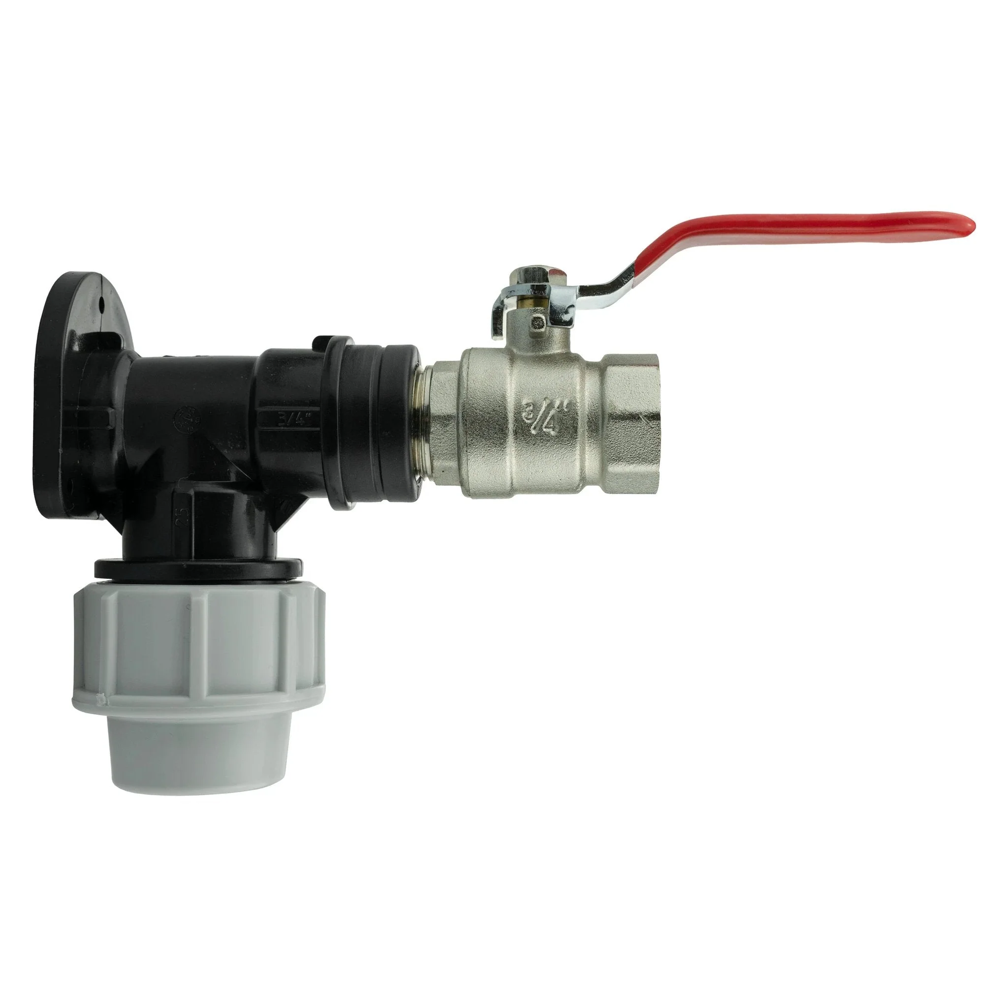 Wall Flange Kit 32mm MDPE + Lever Valve ¾” BSP