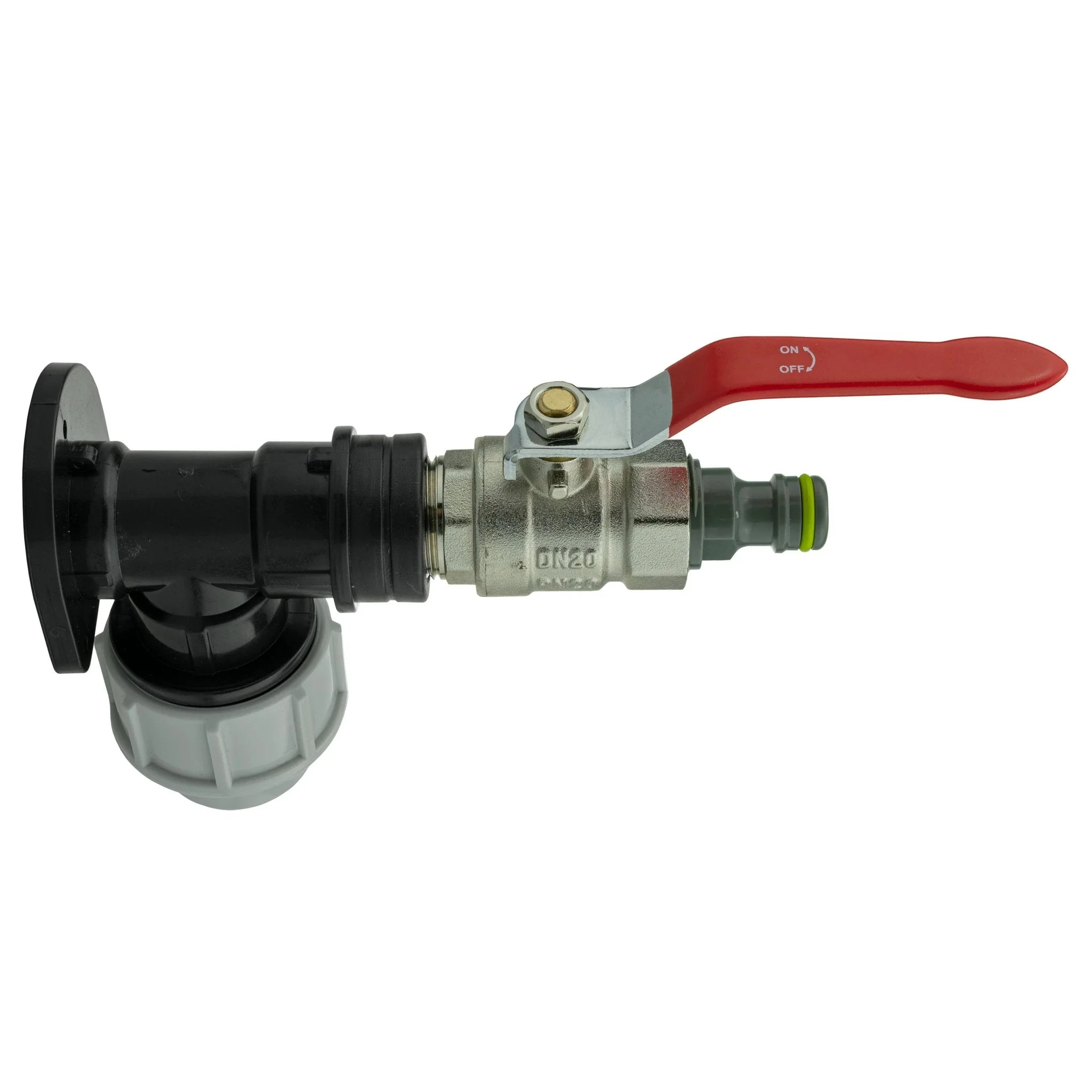 Wall Flange Kit 32mm MDPE + Lever Valve + Quick Connect Male - Image 2
