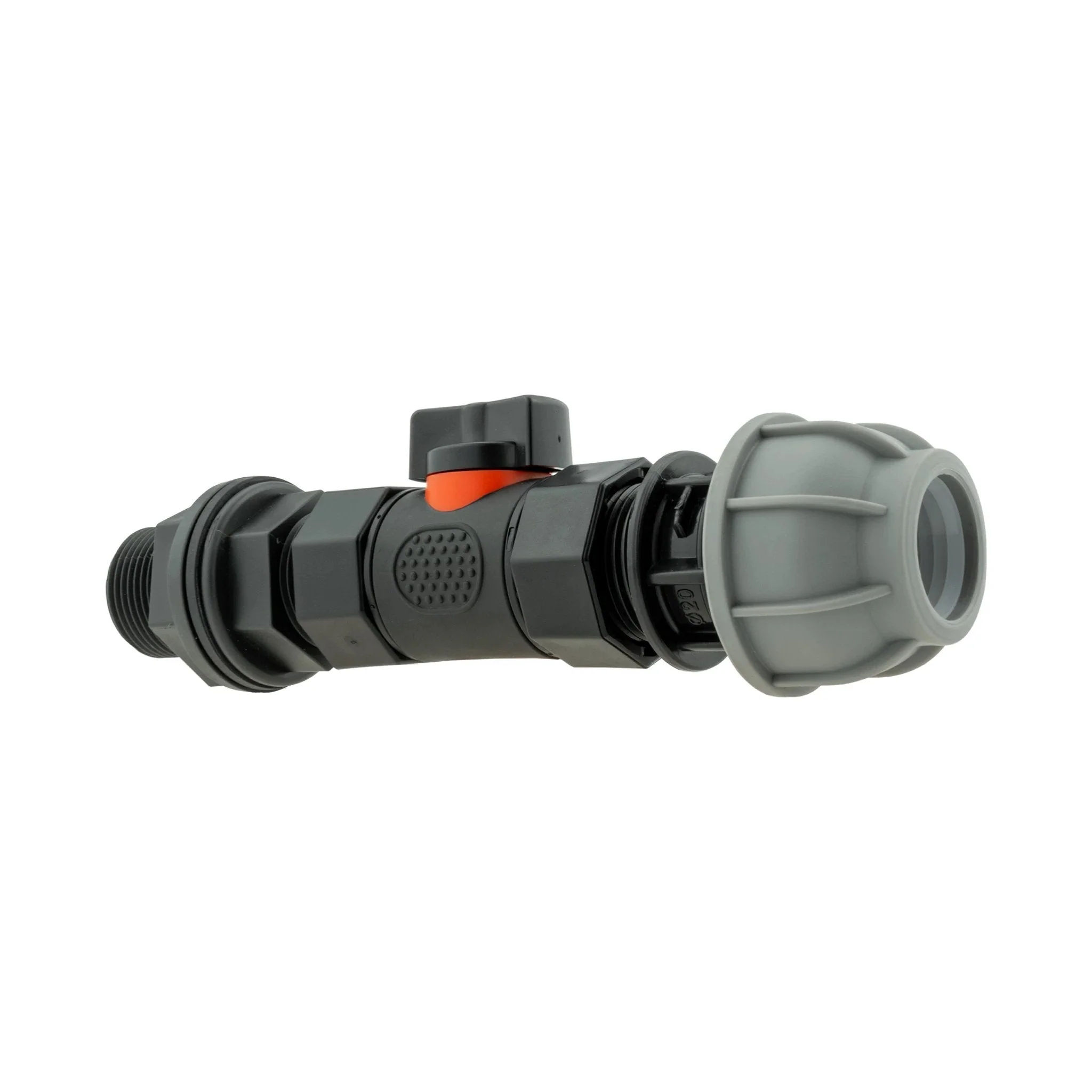 Water Butt Connector 3/4" BSP with In-Line BSPF Valve and 20mm MDPE Straight - Image 2
